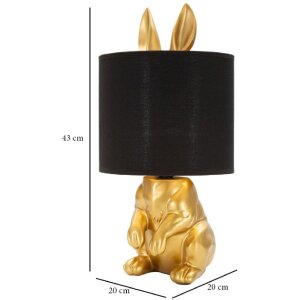 Mauro Ferretti lampe de table lapin E27 Ø 20x43 cm or noir