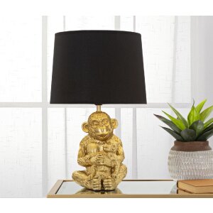 Mauro Ferretti lampe de table maman singe E27 Ø 30x49 cm or noir
