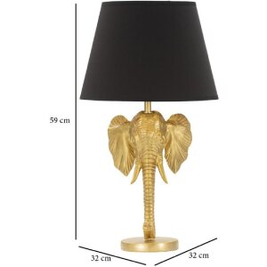 Mauro Ferretti lampe de table éléphant E27 Ø 32x59 cm or noir