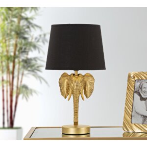 Mauro Ferretti lampe de table éléphant E27 Ø 25x43 cm or noir