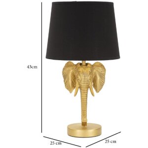 Mauro Ferretti lampe de table éléphant E27 Ø 25x43 cm or noir