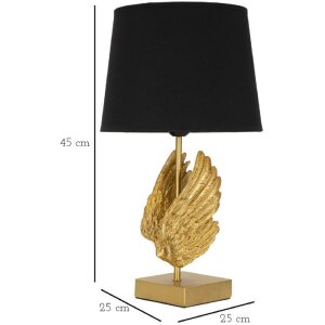 Mauro Ferretti lampe de table aile E27 Ø 25x45 cm or noir