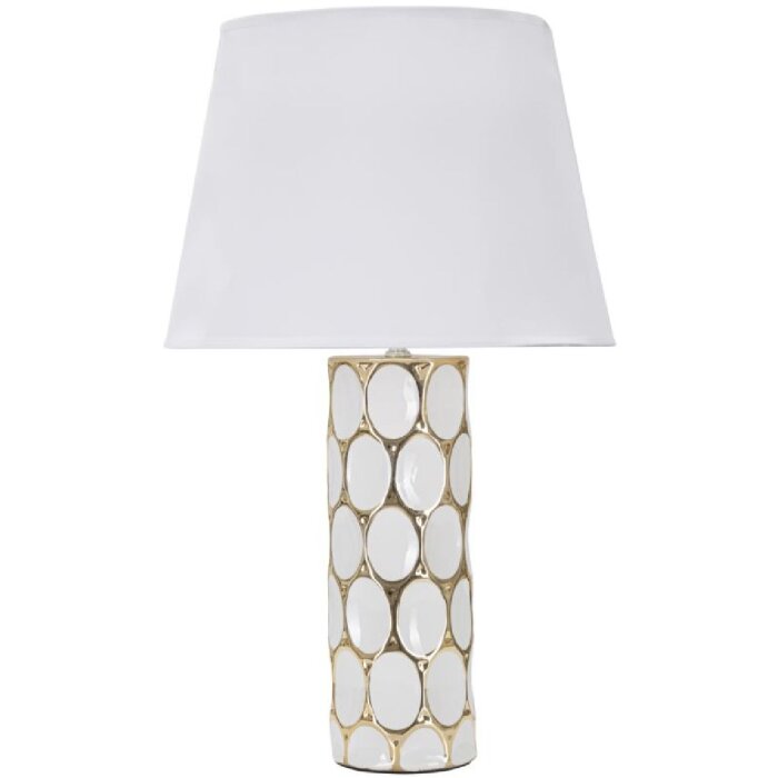 Mauro Ferretti lampe de table Glam Carv E27 Ø 34,5x56 cm blanc or