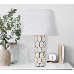 Mauro Ferretti lampe de table Glam Carv E27 Ø 34,5x56 cm blanc or
