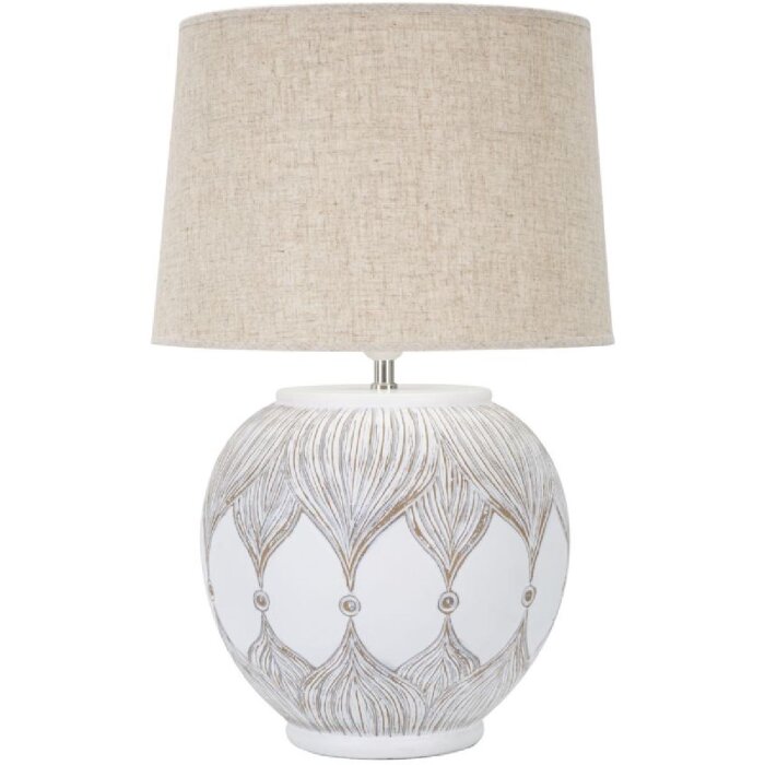Mauro Ferretti lampe de table Atene E27 Ø 38x59 cm blanc lavé marron