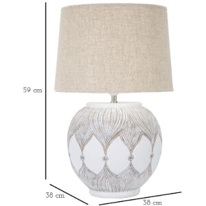 Mauro Ferretti lampe de table Atene E27 Ø 38x59 cm blanc lavé marron