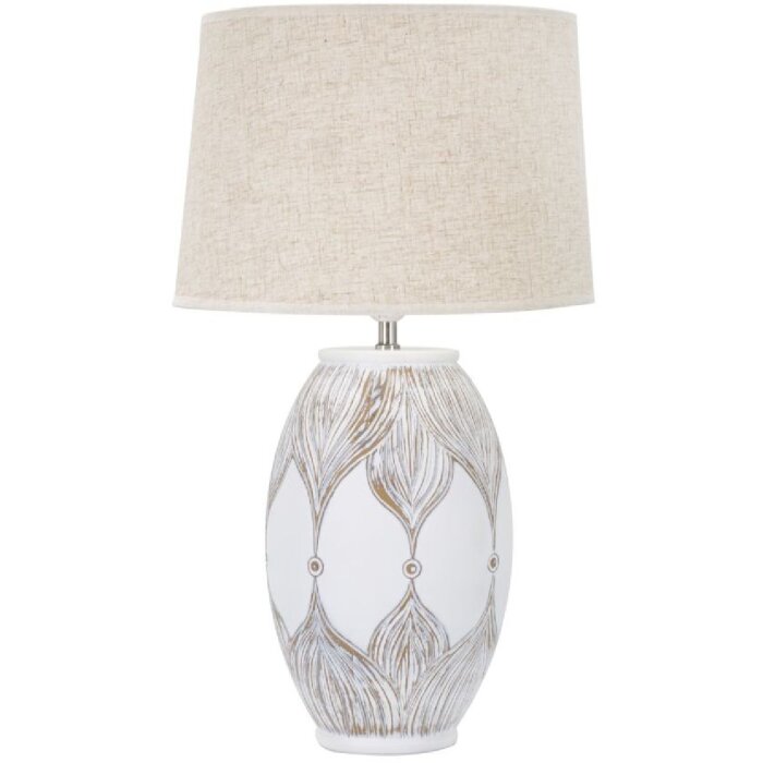 Mauro Ferretti lampe de table Atene ovale E27 Ø 38x67 cm blanc lavé marron