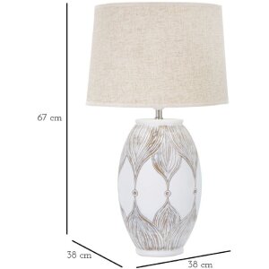 Mauro Ferretti lampe de table Atene ovale E27 Ø 38x67 cm blanc lavé marron