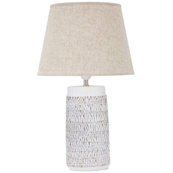 Mauro Ferretti lampe de table Nairobi E27 Ø 35x60,5 cm blanc lavé marron