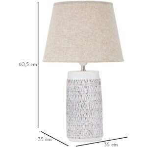 Mauro Ferretti lampe de table Nairobi E27 Ø 35x60,5 cm blanc lavé marron