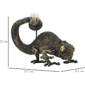 Mauro Ferretti lampe de table lézard E14 37,5x16,5x22 cm noir or