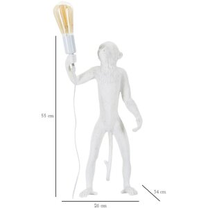 Mauro Ferretti lampe de table singe E27 Ø 26x34x55 cm blanc