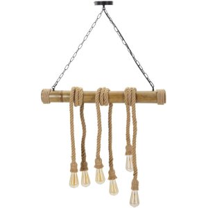 Mauro Ferretti plafonnier corde de bambou 6-flamme E27 80x15x120 cm brun