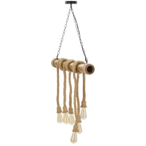 Mauro Ferretti plafonnier corde de bambou 6-flamme E27 80x15x120 cm brun