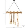 Mauro Ferretti plafonnier corde de bambou 6-flamme E27 80x15x120 cm brun