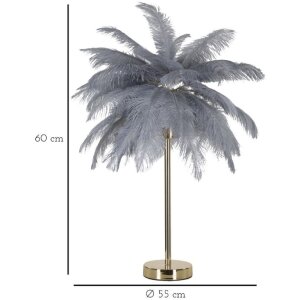 Mauro Ferretti lampe de table Palmier 2 flammes E14 Ø 55x60 cm gris or
