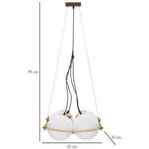 Mauro Ferretti plafonnier Japon carré 4-flamme E27 45x45x20 cm or blanc