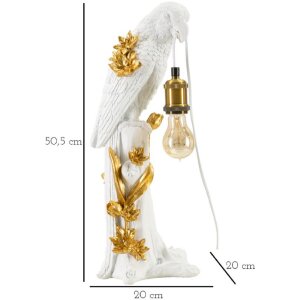 Mauro Ferretti lampe de table perroquet E27 20x20x50,5 cm blanc or
