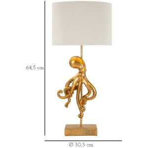 Lampe de table Mauro Ferretti Octopus E27 Ø 30,5 x 64,5 cm doré blanc