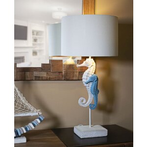 Lampe de table Mauro Ferretti Poisson-clown E27 Ø 30,5 x 66,5 cm blanc bleu