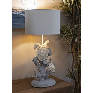 Lampe de table Mauro Ferretti Tortue E27 Ø 30,5x63,5 cm blanc gris