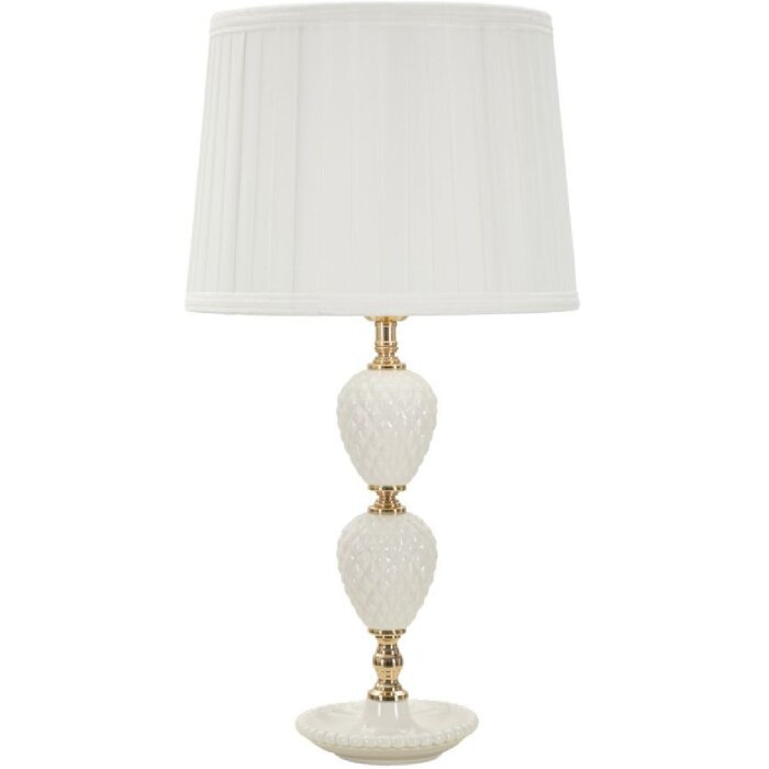 Lampe de table Mauro Ferretti Torre Annunziata E27 Ø 30x57 cm blanc or