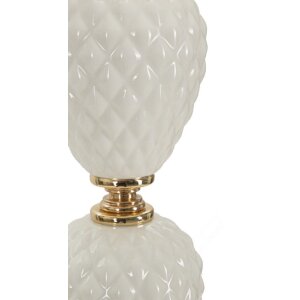 Lampe de table Mauro Ferretti Torre Annunziata E27 Ø 30x57 cm blanc or