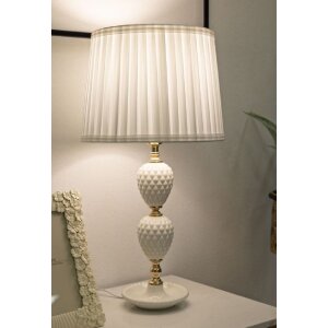 Lampe de table Mauro Ferretti Torre Annunziata E27 Ø 30x57 cm blanc or