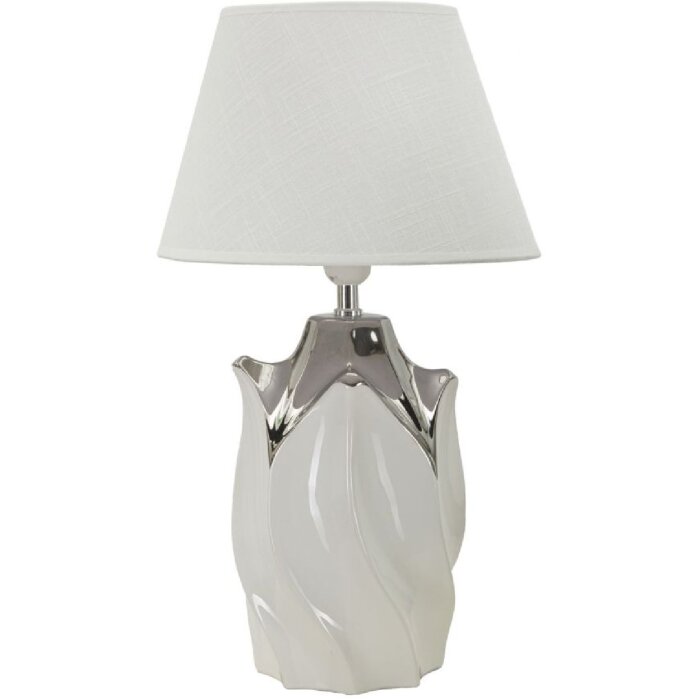 Lampe de table Mauro Ferretti Shiney E27 Ø 30x51 cm blanc argent