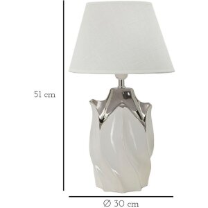 Lampe de table Mauro Ferretti Shiney E27 Ø 30x51 cm blanc argent