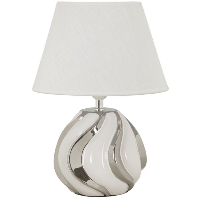 Lampe de table Mauro Ferretti Shiney E27 Ø 30x42 cm blanc argent
