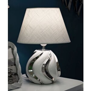 Lampe de table Mauro Ferretti Shiney E27 Ø 30x42 cm blanc argent