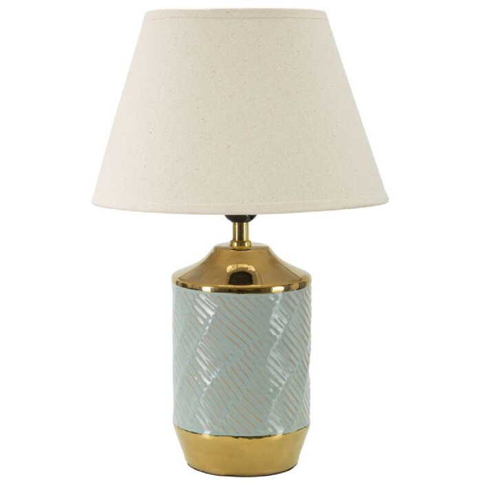 Lampe de table Mauro Ferretti Cape Town E27 Ø 30x47 cm bleu clair dorée