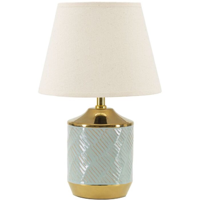 Lampe de table Mauro Ferretti Cape Town E27 Ø 25x40 cm bleu clair dorée