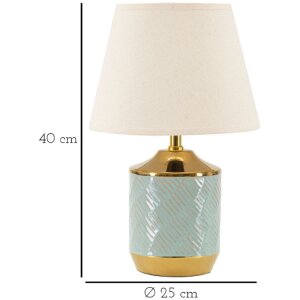 Lampe de table Mauro Ferretti Cape Town E27 Ø 25x40 cm bleu clair dorée