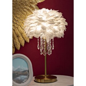 Lampe de table Mauro Ferretti Diamant E27 Ø 30x55 cm blanc doré