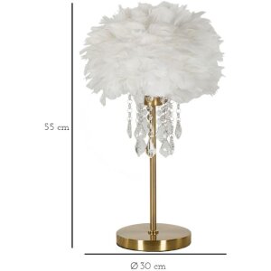 Lampe de table Mauro Ferretti Diamant E27 Ø 30x55 cm blanc doré