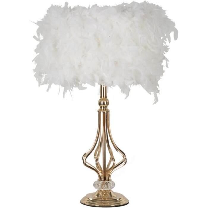 Lampe de table Mauro Ferretti Tarty E27 Ø 25x54 cm blanc doré