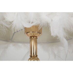 Lampe de table Mauro Ferretti Tarty E27 Ø 25x54 cm blanc doré