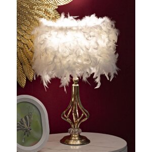 Lampe de table Mauro Ferretti Tarty E27 Ø 25x54 cm blanc doré