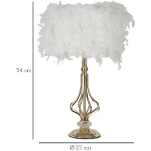 Lampe de table Mauro Ferretti Tarty E27 Ø 25x54 cm blanc doré