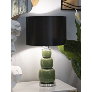 Lampe de table Mauro Ferretti Eva - Trois prises E27 - Diamètre 32,5 x 55 cm vert noir