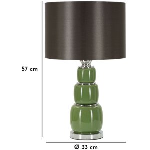 Lampe de table Mauro Ferretti Eva - Trois prises E27 - Diamètre 32,5 x 55 cm vert noir