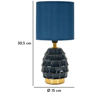 Lampe de chevet Mauro Ferretti Pigny E14 Ø 15x30,5 cm bleue