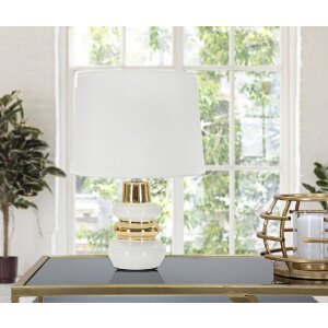 Lampe de table Mauro Ferretti Liara E14 Ø 23x32 cm blanc or