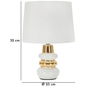 Lampe de table Mauro Ferretti Liara E14 Ø 23x32 cm blanc or