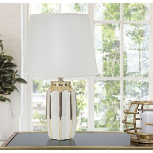 Lampe de table Mauro Ferretti Cassy E27 Ø 25 x 40,5 cm blanc doré