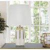 Lampe de table Mauro Ferretti Cassy E27 Ø 25 x 40,5 cm blanc doré