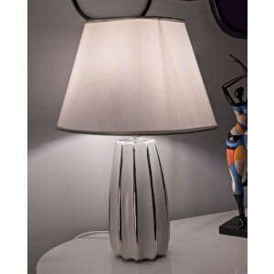 Lampe de table Mauro Ferretti Emmi E27 Ø 30x45 cm blanc argent