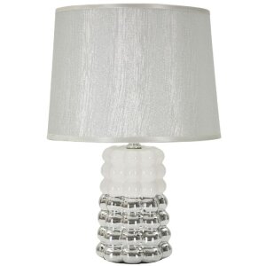 Lampe de table Mauro Ferretti Lace E14 Ø 23x33 cm blanc argent